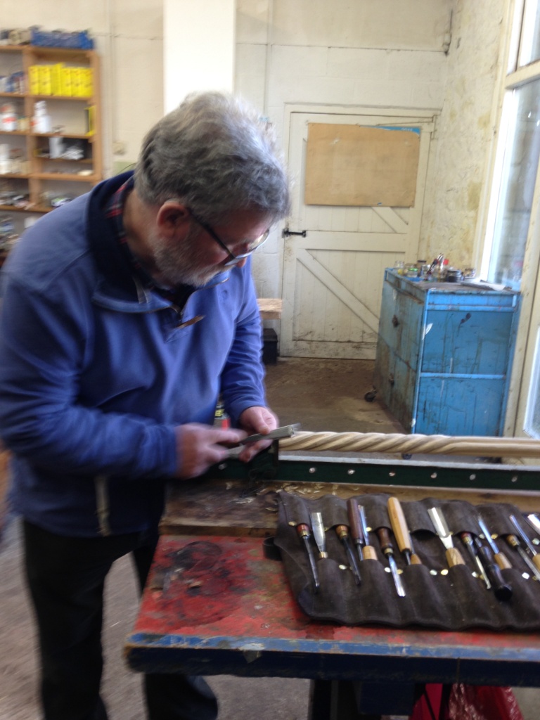 Alan carving one of the new pillars