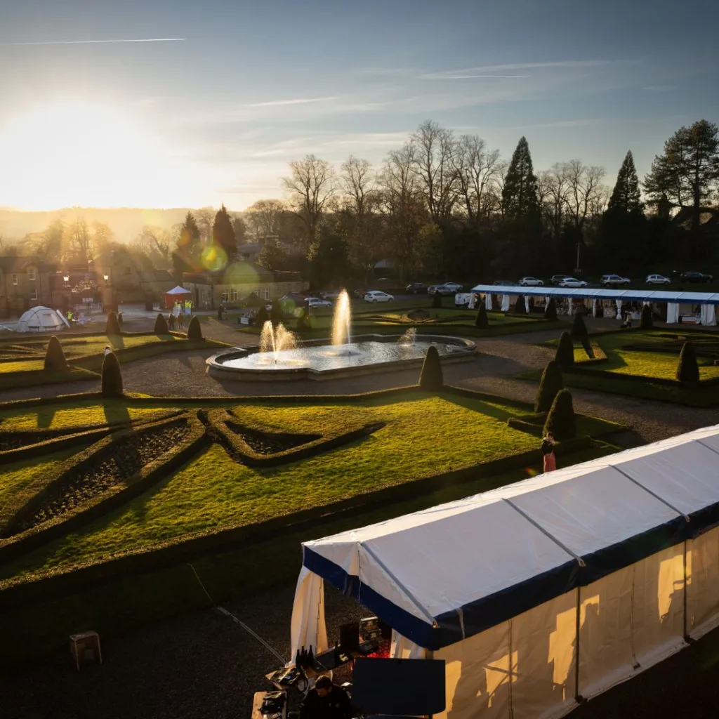 Image of stalls in the grounds of The Bowes Museum