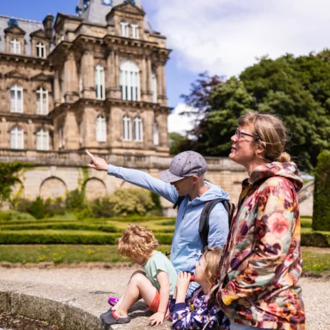 Image of a family looking at The Bowes Museum