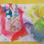Colourful, mixed-media piece of artwork by a child