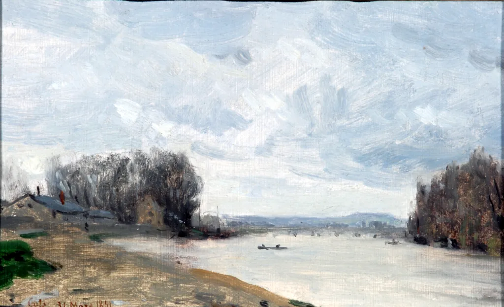 Digital image of painting titled The Seine at Saint-Ouen, France, 1851 by Adolphe Félix Cals