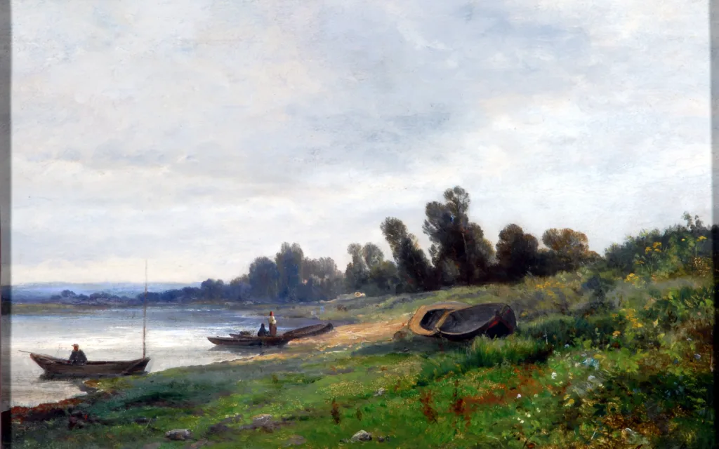 Digital image of painting titled The Seine at Carriere-Saint-Denis by Jules Charles Rozier