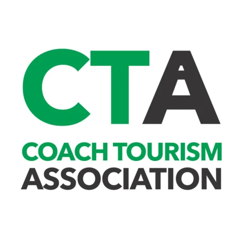 The logo of the Coach Tourism Association. The letters “CTA” appear in large bold type, with the “C” and “T” in green and the “A” in dark grey. Below, the words “COACH TOURISM ASSOCIATION” are written in uppercase letters, with “COACH TOURISM” in green and “ASSOCIATION” in dark grey, all on a white background.